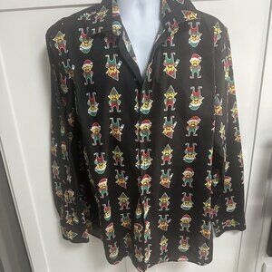North Pole Men's Christmas Elf Shirt Size XL Long Sleeve Holiday